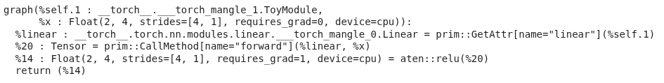 View of the traced TorchScript graph.